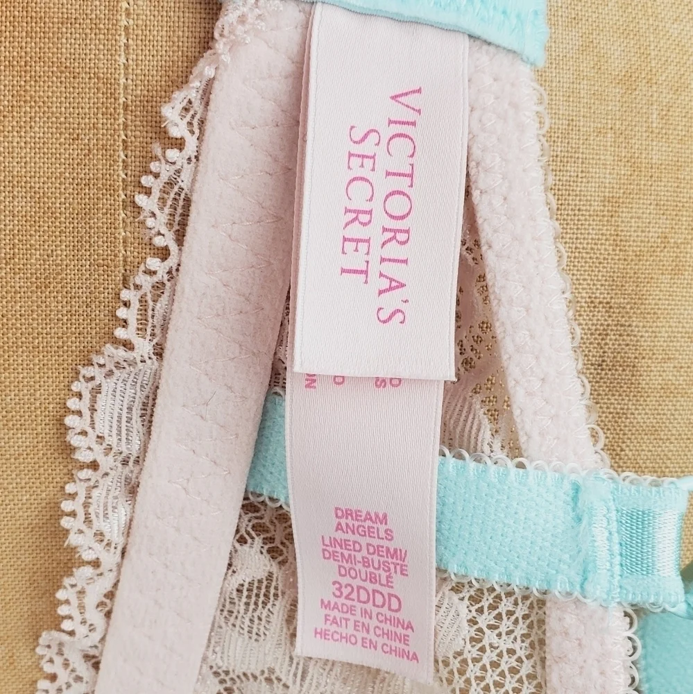VICTORIA'S Secret Angels Lined Demi Bra Blue and White 32DDD - Picture 4 of 5